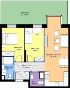 3 pokoje, mieszkanie 61,03 m², parter, oferta nr B.0M11, Foresteria Etap B, Gdynia, Wielki Kack, Kacze Buki, ul. Bieszczadzka