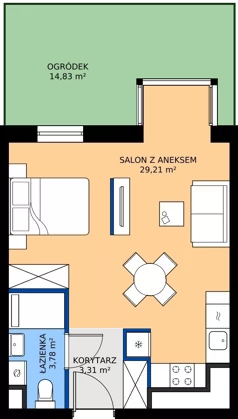1 pokój, mieszkanie 36,30 m², parter, oferta nr B.0M07, Foresteria Etap B, Gdynia, Wielki Kack, Kacze Buki, ul. Bieszczadzka