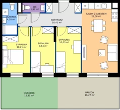 4 pokoje, mieszkanie 68,49 m², parter, oferta nr B.0M19, Foresteria Etap B, Gdynia, Wielki Kack, Kacze Buki, ul. Bieszczadzka