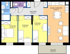 4 pokoje, mieszkanie 68,49 m², piętro 1, oferta nr B.1M20, Foresteria Etap B, Gdynia, Wielki Kack, Kacze Buki, ul. Bieszczadzka
