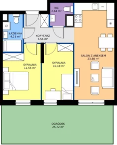 3 pokoje, mieszkanie 58,94 m², parter, oferta nr B.0M22, Foresteria Etap B, Gdynia, Wielki Kack, Kacze Buki, ul. Bieszczadzka