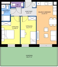 3 pokoje, mieszkanie 54,94 m², parter, oferta nr B.0M23, Foresteria Etap B, Gdynia, Wielki Kack, Kacze Buki, ul. Bieszczadzka