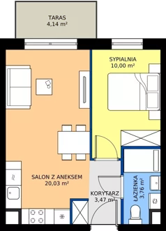 2 pokoje, mieszkanie 37,26 m², piętro 1, oferta nr B.1M06, Foresteria Etap B, Gdynia, Wielki Kack, Kacze Buki, ul. Bieszczadzka