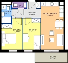 3 pokoje, mieszkanie 54,34 m², piętro 4, oferta nr B.4M25, Foresteria Etap B, Gdynia, Wielki Kack, Kacze Buki, ul. Bieszczadzka