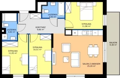 4 pokoje, mieszkanie 76,93 m², piętro 1, oferta nr B.1M18, Foresteria Etap B, Gdynia, Wielki Kack, Kacze Buki, ul. Bieszczadzka