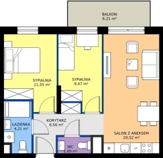 3 pokoje, mieszkanie 54,00 m², piętro 5, oferta nr B.5M11, Foresteria Etap B, Gdynia, Wielki Kack, Kacze Buki, ul. Bieszczadzka