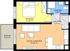 2 pokoje, mieszkanie 38,87 m², piętro 1, oferta nr I1.1M11, Nowa Wałowa I1, Gdańsk, Śródmieście, ul. Stępkarska / Wiosna Ludów