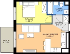 2 pokoje, mieszkanie 39,87 m², piętro 1, oferta nr I1.1M12, Nowa Wałowa I1, Gdańsk, Śródmieście, ul. Stępkarska / Wiosna Ludów