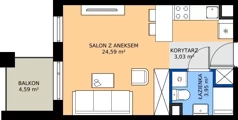 1 pokój, mieszkanie 31,57 m², piętro 2, oferta nr I1.2M08, Nowa Wałowa I1, Gdańsk, Śródmieście, ul. Stępkarska / Wiosna Ludów
