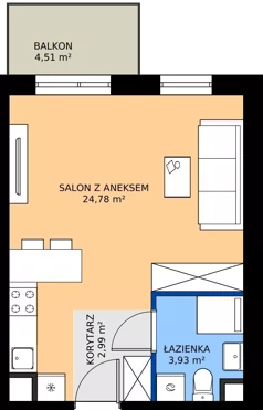 1 pokój, mieszkanie 31,69 m², piętro 1, oferta nr I1.1M14, Nowa Wałowa I1, Gdańsk, Śródmieście, ul. Stępkarska / Wiosna Ludów