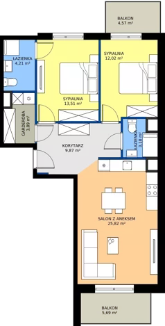 3 pokoje, mieszkanie 72,50 m², piętro 6, oferta nr I1.6M04, Nowa Wałowa I1, Gdańsk, Śródmieście, ul. Stępkarska / Wiosna Ludów