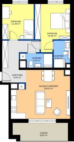 3 pokoje, mieszkanie 72,94 m², piętro 7, oferta nr I1.7M08, Nowa Wałowa I1, Gdańsk, Śródmieście, ul. Stępkarska / Wiosna Ludów