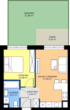 2 pokoje, mieszkanie 36,04 m², piętro 1, oferta nr 2.1M14, Elektrovnia Garbary, Poznań, Ostrów Tumski-Śródka-Zawady-Komandoria, Ostrów Tumski, ul. Panny Marii