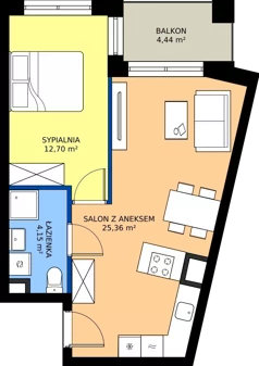 2 pokoje, mieszkanie 42,21 m², piętro 2, oferta nr 2.2M16, Elektrovnia Garbary, Poznań, Ostrów Tumski-Śródka-Zawady-Komandoria, Ostrów Tumski, ul. Panny Marii