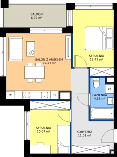 3 pokoje, mieszkanie 57,96 m², piętro 3, oferta nr 2.3M12, Elektrovnia Garbary, Poznań, Ostrów Tumski-Śródka-Zawady-Komandoria, Ostrów Tumski, ul. Panny Marii