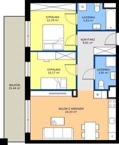 3 pokoje, mieszkanie 65,78 m², piętro 2, oferta nr 2.2M35, Elektrovnia Garbary, Poznań, Ostrów Tumski-Śródka-Zawady-Komandoria, Ostrów Tumski, ul. Panny Marii