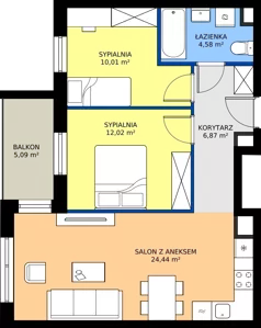 3 pokoje, mieszkanie 57,92 m², piętro 2, oferta nr 2.2M07, Elektrovnia Garbary, Poznań, Ostrów Tumski-Śródka-Zawady-Komandoria, Ostrów Tumski, ul. Panny Marii