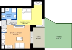 1 pokój, mieszkanie 37,92 m², piętro 1, oferta nr 2.1M02, Elektrovnia Garbary, Poznań, Ostrów Tumski-Śródka-Zawady-Komandoria, Ostrów Tumski, ul. Panny Marii