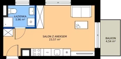 1 pokój, mieszkanie 27,53 m², piętro 2, oferta nr 2.2M26, Elektrovnia Garbary, Poznań, Ostrów Tumski-Śródka-Zawady-Komandoria, Ostrów Tumski, ul. Panny Marii