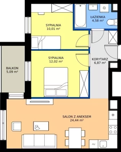 3 pokoje, mieszkanie 57,92 m², piętro 3, oferta nr 2.3M07, Elektrovnia Garbary, Poznań, Ostrów Tumski-Śródka-Zawady-Komandoria, Ostrów Tumski, ul. Panny Marii