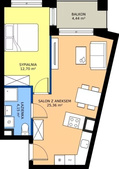 2 pokoje, mieszkanie 42,21 m², piętro 1, oferta nr 2.1M16, Elektrovnia Garbary, Poznań, Ostrów Tumski-Śródka-Zawady-Komandoria, Ostrów Tumski, ul. Panny Marii