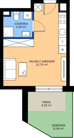 1 pokój, mieszkanie 27,03 m², piętro 1, oferta nr 2.1M31, Elektrovnia Garbary, Poznań, Ostrów Tumski-Śródka-Zawady-Komandoria, Ostrów Tumski, ul. Panny Marii