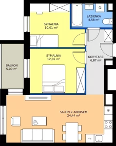 3 pokoje, mieszkanie 57,92 m², piętro 1, oferta nr 2.1M07, Elektrovnia Garbary, Poznań, Ostrów Tumski-Śródka-Zawady-Komandoria, Ostrów Tumski, ul. Panny Marii