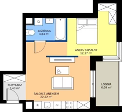 1 pokój, mieszkanie 42,83 m², piętro 6, oferta nr 2.6M02, Elektrovnia Garbary, Poznań, Ostrów Tumski-Śródka-Zawady-Komandoria, Ostrów Tumski, ul. Panny Marii