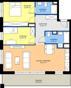 3 pokoje, mieszkanie 78,67 m², piętro 1, oferta nr 2.1M04, Elektrovnia Garbary, Poznań, Ostrów Tumski-Śródka-Zawady-Komandoria, Ostrów Tumski, ul. Panny Marii