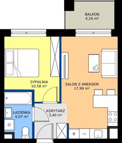 2 pokoje, mieszkanie 36,04 m², piętro 1, oferta nr 2.1M14, Elektrovnia Garbary, Poznań, Ostrów Tumski-Śródka-Zawady-Komandoria, Ostrów Tumski, ul. Panny Marii