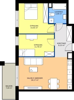 3 pokoje, mieszkanie 65,65 m², piętro 1, oferta nr 2.1M36, Elektrovnia Garbary, Poznań, Ostrów Tumski-Śródka-Zawady-Komandoria, Ostrów Tumski, ul. Panny Marii