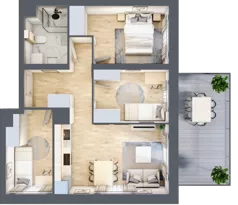 4 pokoje, mieszkanie 55,58 m², piętro 1, oferta nr A1/1/4, Metr Kwadrat, Wrocław, Nowy Dwór, ul. Nowodworska 17B