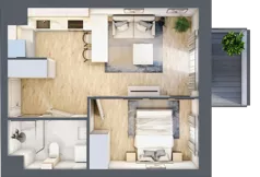 2 pokoje, mieszkanie 35,24 m², piętro 2, oferta nr A1/2/10, Metr Kwadrat, Wrocław, Nowy Dwór, ul. Nowodworska 17B