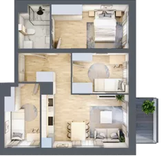 4 pokoje, mieszkanie 55,73 m², piętro 2, oferta nr A1/2/4, Metr Kwadrat, Wrocław, Nowy Dwór, ul. Nowodworska 17B