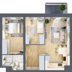 3 pokoje, mieszkanie 51,88 m², piętro 2, oferta nr A1/2/6, Metr Kwadrat, Wrocław, Nowy Dwór, ul. Nowodworska 17B