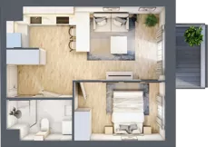 2 pokoje, mieszkanie 35,30 m², piętro 4, oferta nr A1/4/9, Metr Kwadrat, Wrocław, Nowy Dwór, ul. Nowodworska 17B
