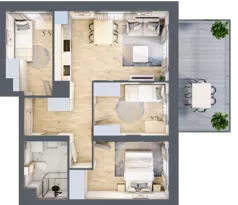 4 pokoje, mieszkanie 55,75 m², piętro 1, oferta nr A2/1/10, Metr Kwadrat, Wrocław, Nowy Dwór, ul. Nowodworska 17B