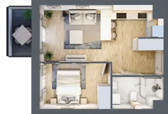 2 pokoje, mieszkanie 34,70 m², piętro 1, oferta nr A2/1/6, Metr Kwadrat, Wrocław, Nowy Dwór, ul. Nowodworska 17B