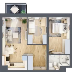 3 pokoje, mieszkanie 51,92 m², piętro 1, oferta nr A2/1/8, Metr Kwadrat, Wrocław, Nowy Dwór, ul. Nowodworska 17B