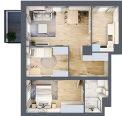 3 pokoje, mieszkanie 55,13 m², piętro 4, oferta nr A2/4/8, Metr Kwadrat, Wrocław, Nowy Dwór, ul. Nowodworska 17B