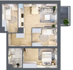 4 pokoje, mieszkanie 55,73 m², piętro 4, oferta nr A2/4/9, Metr Kwadrat, Wrocław, Nowy Dwór, ul. Nowodworska 17B