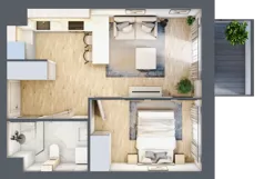 2 pokoje, mieszkanie 34,85 m², piętro 5, oferta nr A2/5/3, Metr Kwadrat, Wrocław, Nowy Dwór, ul. Nowodworska 17B