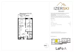 2 pokoje, apartament inwestycyjny 41,08 m², piętro 1, oferta nr E.01.02, IzerSKI Resort, Świeradów-Zdrój, ul. Jana Kilińskiego 2