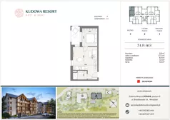 1 pokój, lokal inwestycyjny 31,80 m², piętro 3, oferta nr A.43, Kudowa Resort, Kudowa-Zdrój, ul. Słoneczna