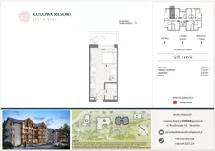 1 pokój, lokal inwestycyjny 25,10 m², piętro 3, oferta nr A.44, Kudowa Resort, Kudowa-Zdrój, ul. Słoneczna