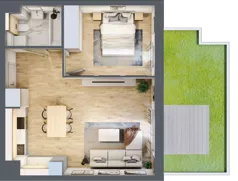 2 pokoje, mieszkanie 48,59 m², parter, oferta nr 1_2, Ogrody Wiślane VI, Warszawa, Białołęka, Tarchomin, ul. Aluzyjna 12