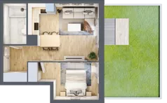 2 pokoje, mieszkanie 42,09 m², parter, oferta nr 2_7, Ogrody Wiślane VI, Warszawa, Białołęka, Tarchomin, ul. Aluzyjna 12