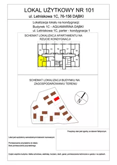 2 pokoje, lokal inwestycyjny 37,87 m², parter, oferta nr 101, Aquamarina Dąbki, Dąbki, ul. Letniskowa 1