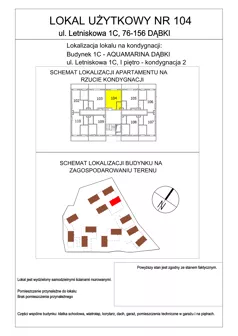 1 pokój, lokal inwestycyjny 33,32 m², piętro 1, oferta nr 104, Aquamarina Dąbki, Dąbki, ul. Letniskowa 1