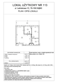 3 pokoje, lokal inwestycyjny 49,79 m², piętro 2, oferta nr 113, Aquamarina Dąbki, Dąbki, ul. Letniskowa 1